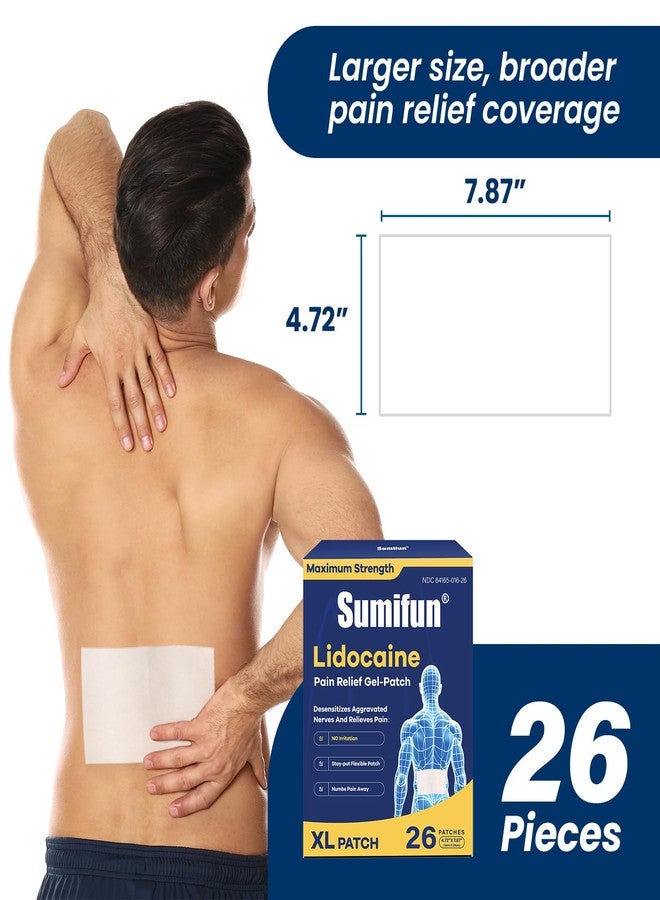 سوميفون لصقات سوميفن إكس إل ليدوكايين لتسكين الألم، 4% ليدوكايين أقصى قوة بدون وصفة طبية، حجم كبير جدًا 4.72 بوصة × 7.87 بوصة للصقات آلام الظهر الكاملة والمناطق الكبيرة (حجم كبير جدًا، العدد، 26) - Image 2